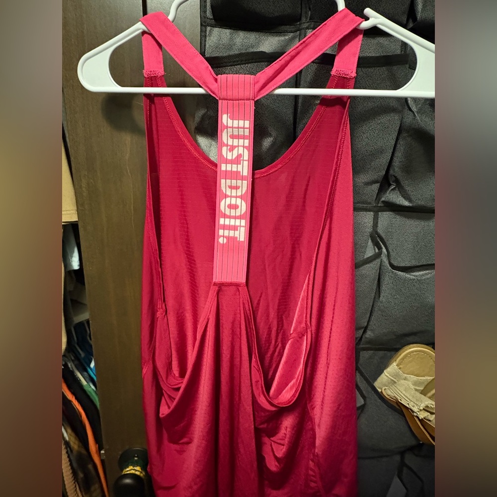 Nike Women's Red Racerback Tank Top with 'Just Do It' Strap